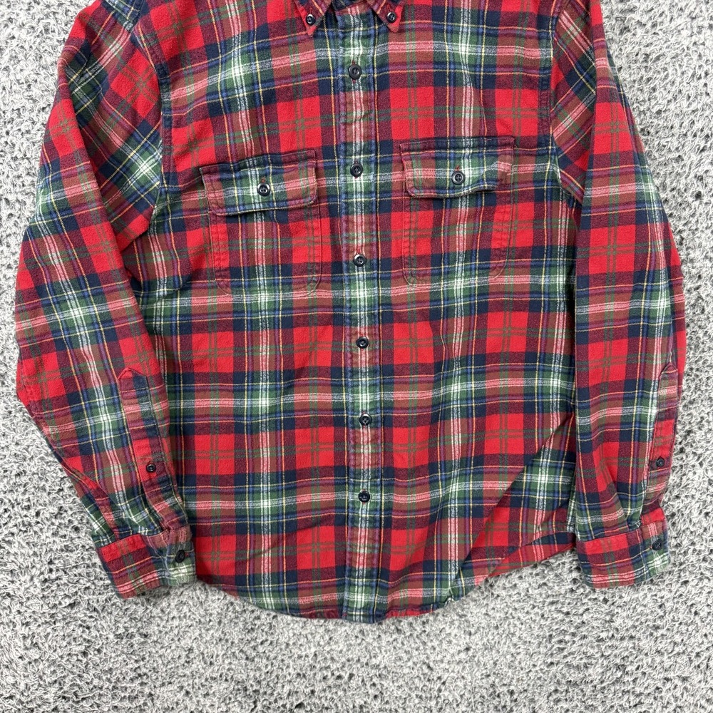 Abercrombie & Fitch Shirt Mens Medium Red Plaid Flannel Button Up Long Sleeve - Picture 8 of 14